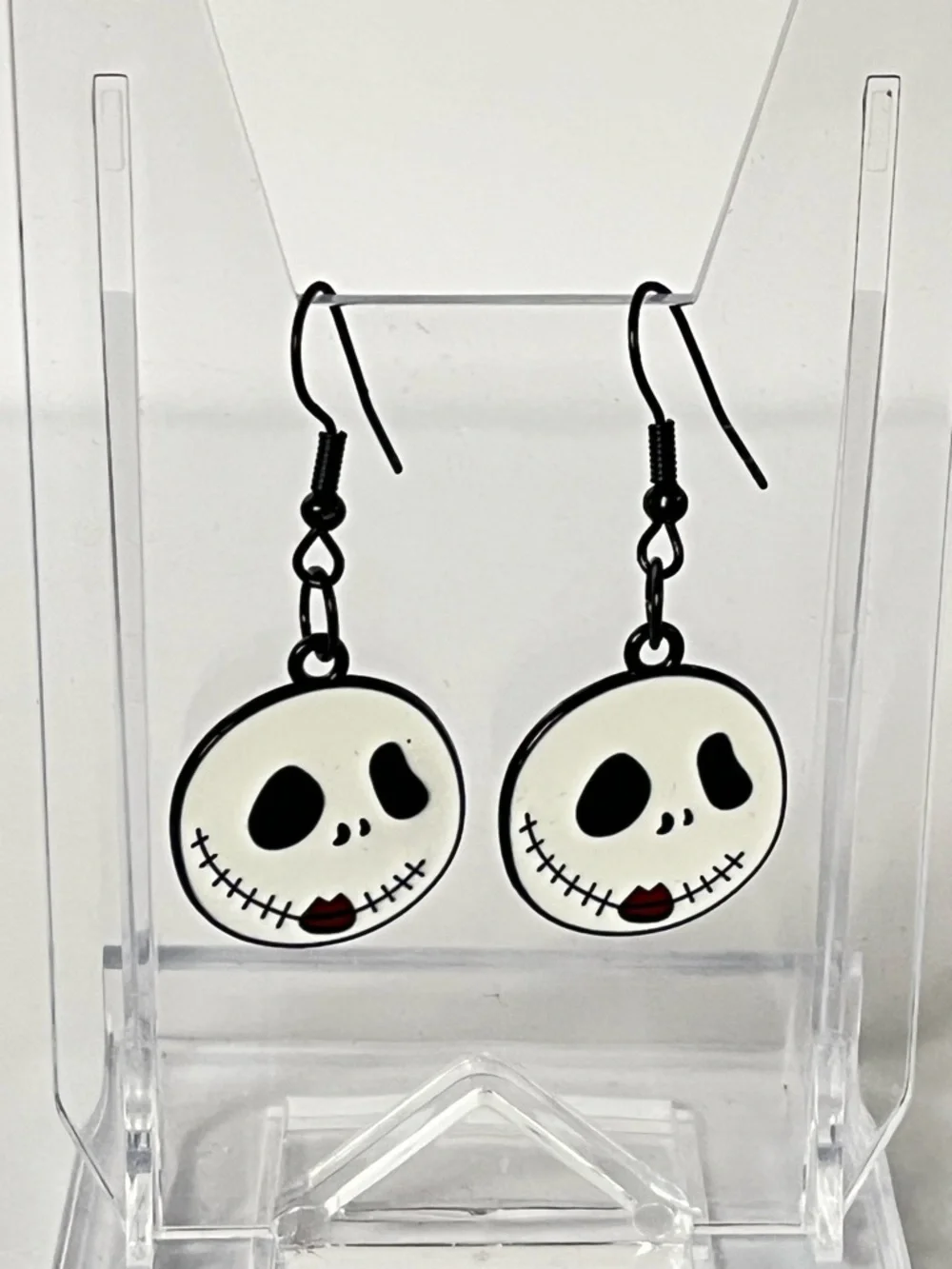 Handmade Jack Skellington Enamel Dangle Earrings